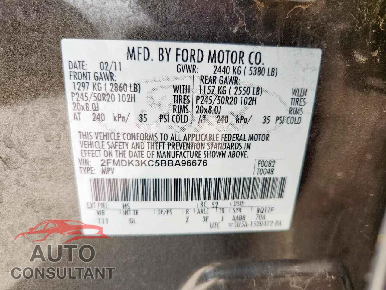 FORD EDGE 2011 - 2FMDK3KC5BBA96676