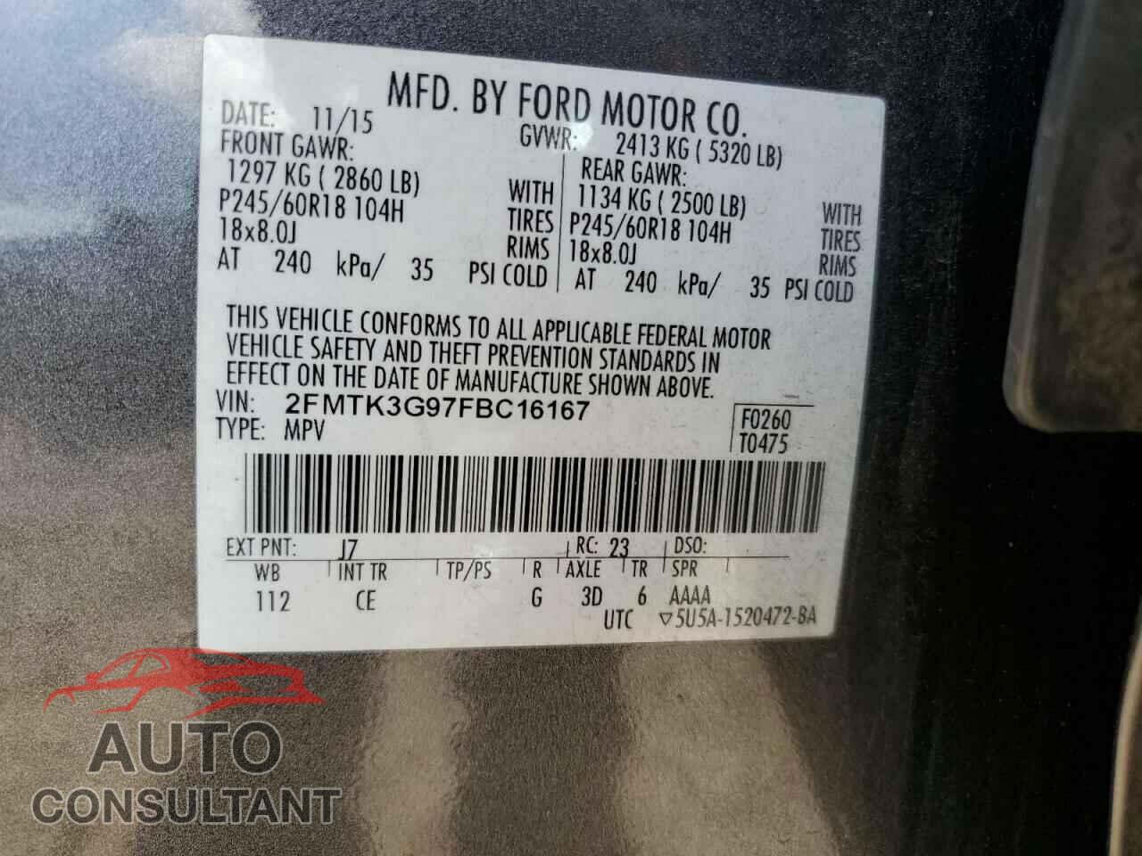 FORD EDGE 2015 - 2FMTK3G97FBC16167