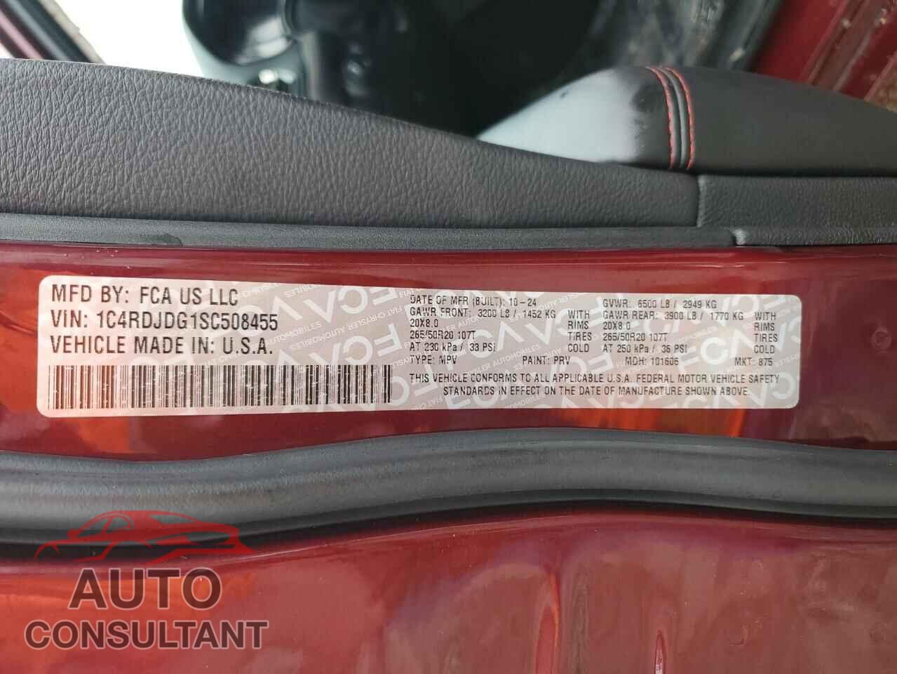 DODGE DURANGO 2025 - 1C4RDJDG1SC508455