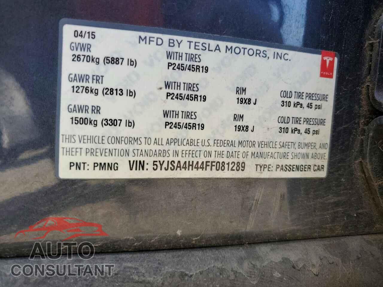 TESLA MODEL S 2015 - 5YJSA4H44FF081289