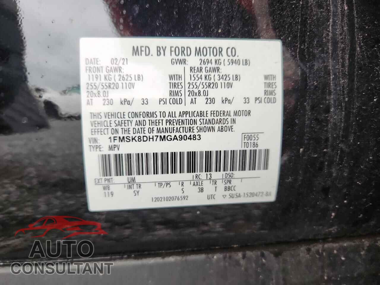 FORD EXPLORER 2021 - 1FMSK8DH7MGA90483