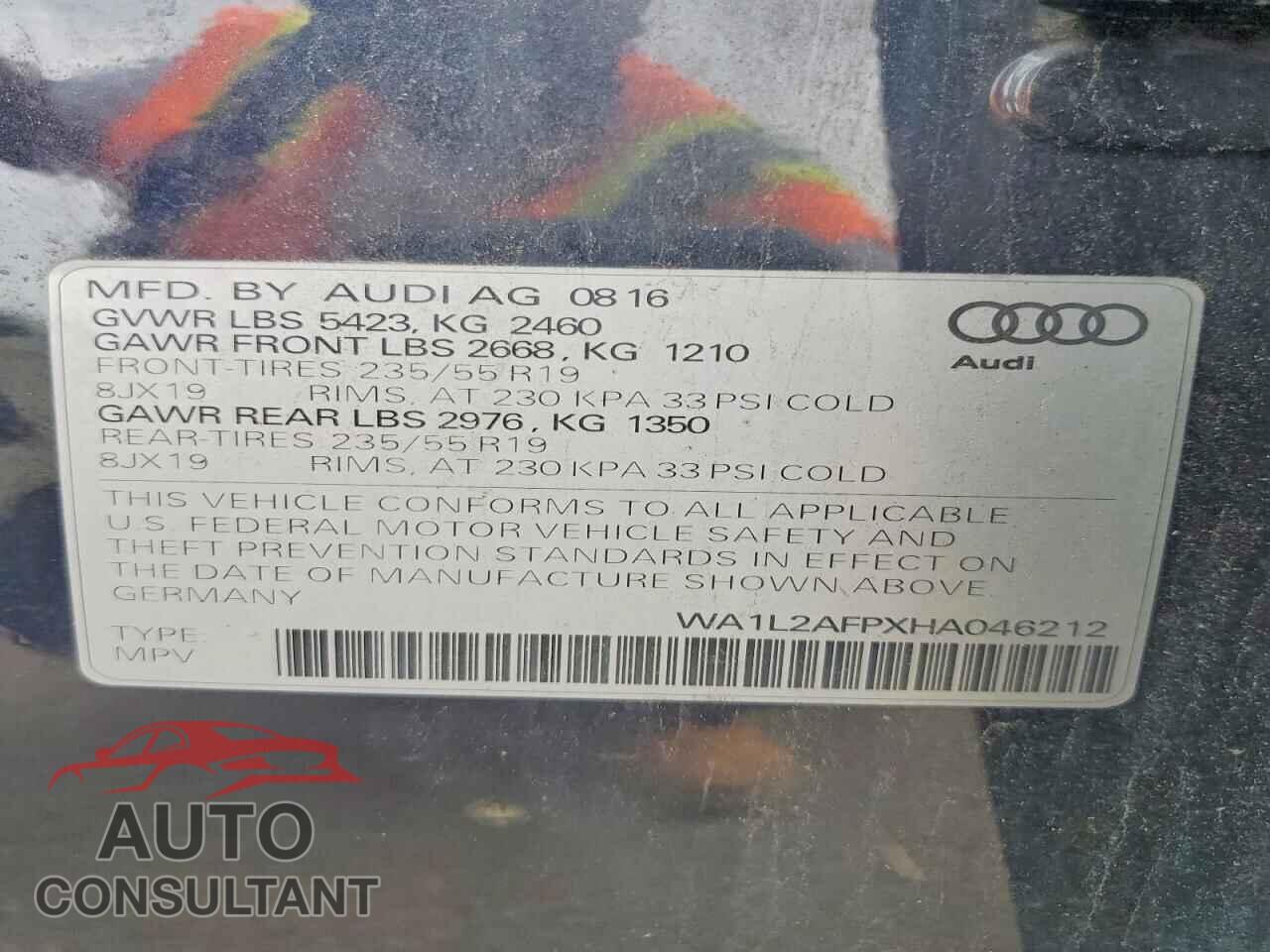 AUDI Q5 2017 - WA1L2AFPXHA046212