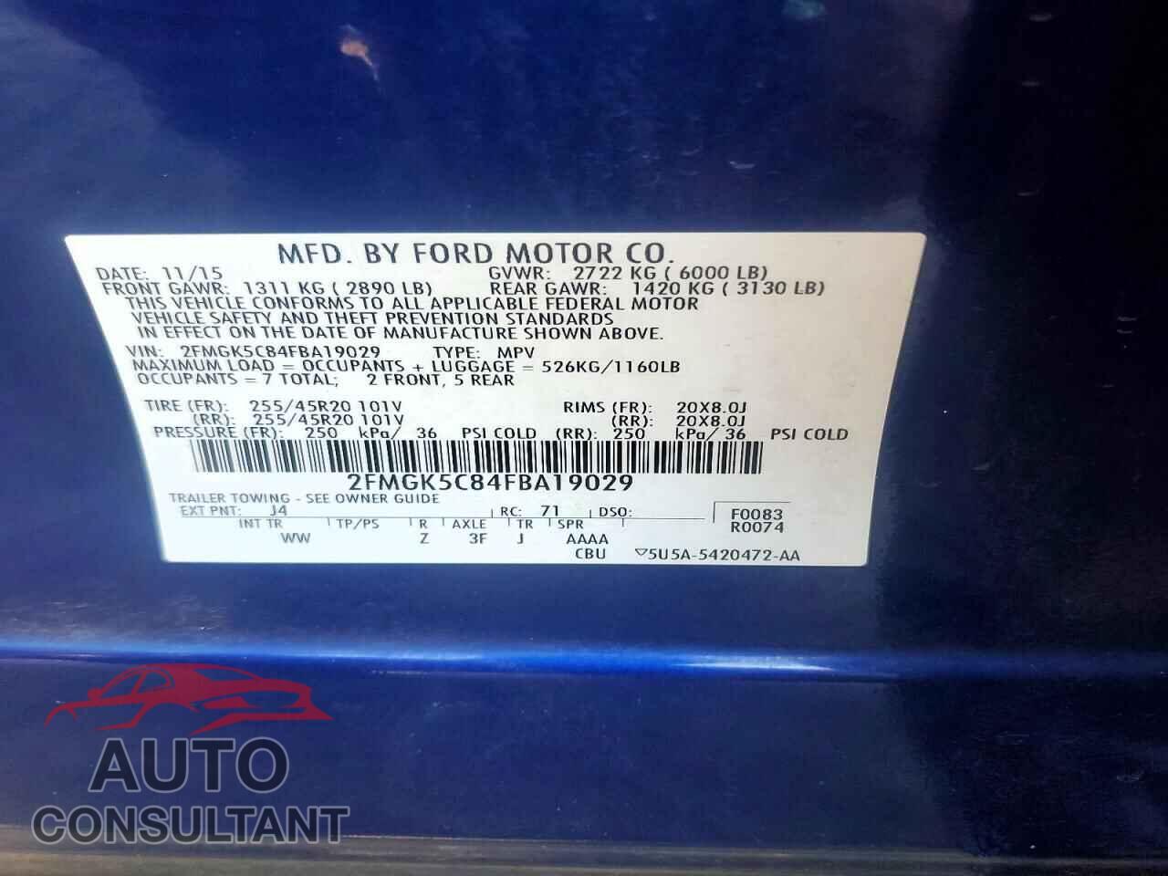 FORD FLEX 2015 - 2FMGK5C84FBA19029