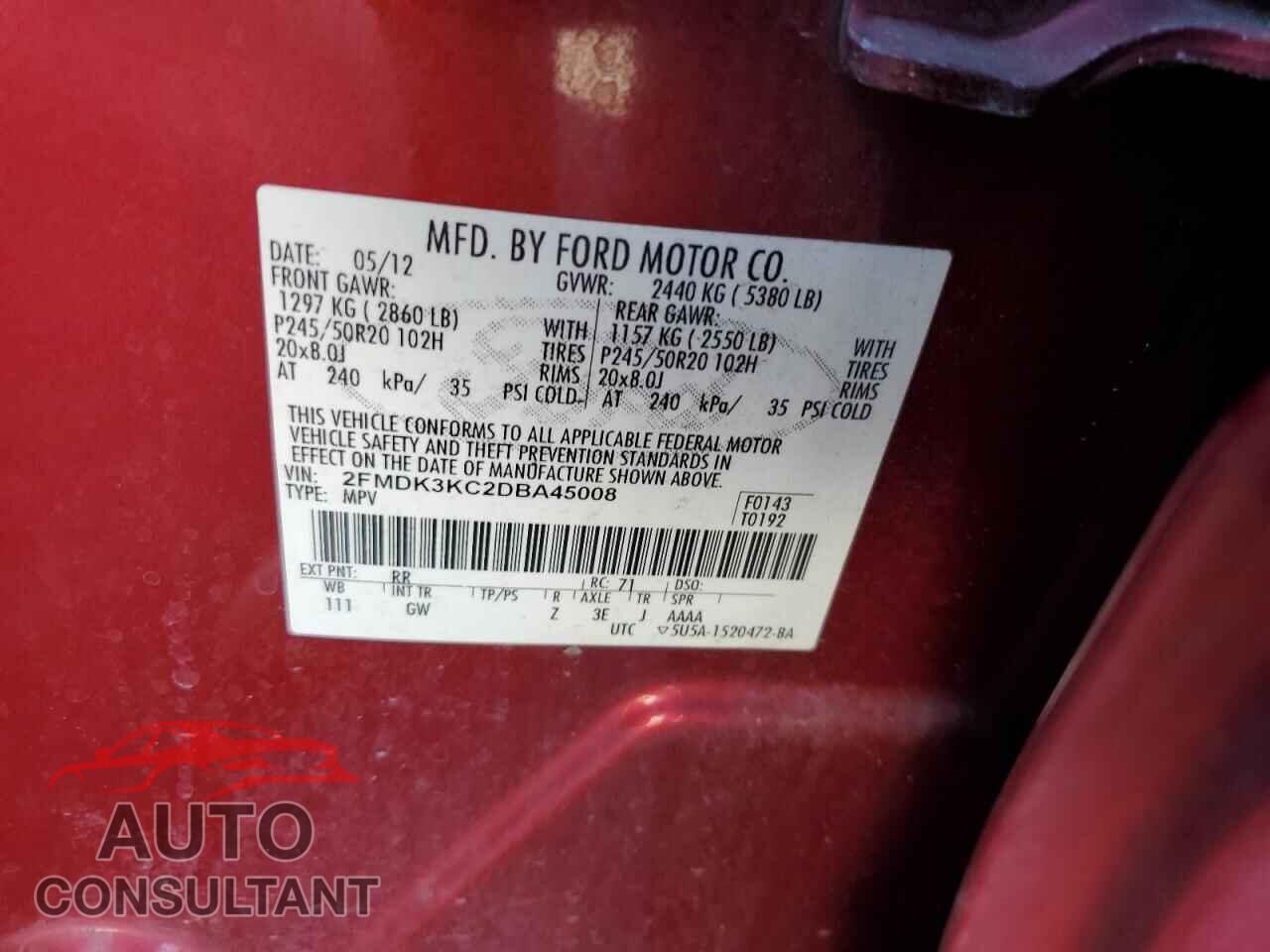 FORD EDGE 2013 - 2FMDK3KC2DBA45008