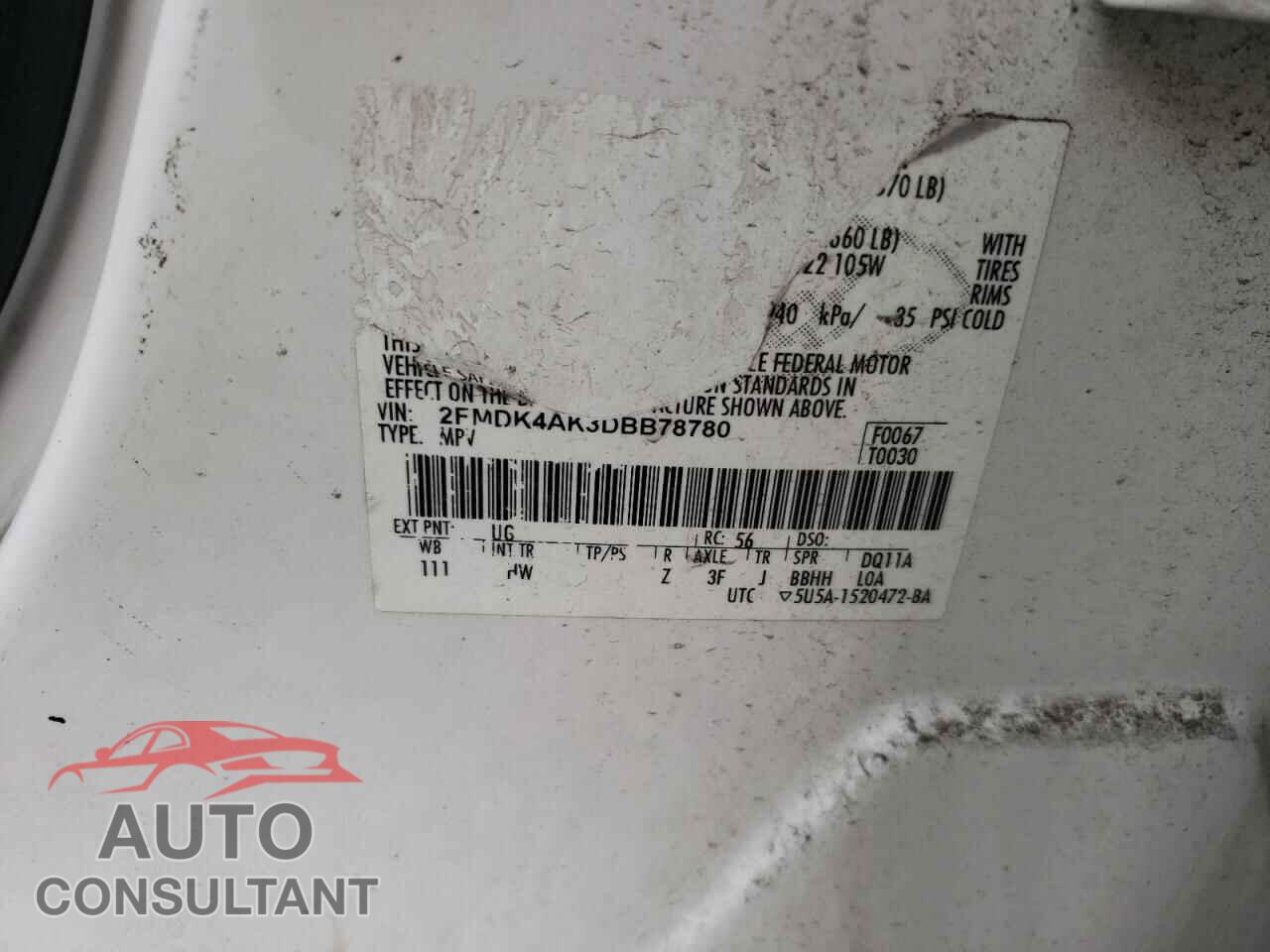 FORD EDGE 2013 - 2FMDK4AK3DBB78780