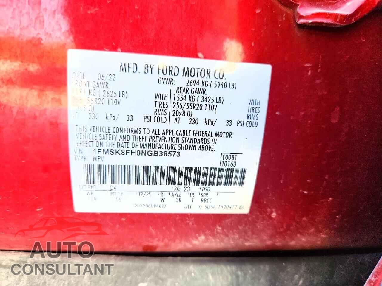 FORD EXPLORER 2022 - 1FMSK8FH0NGB36573
