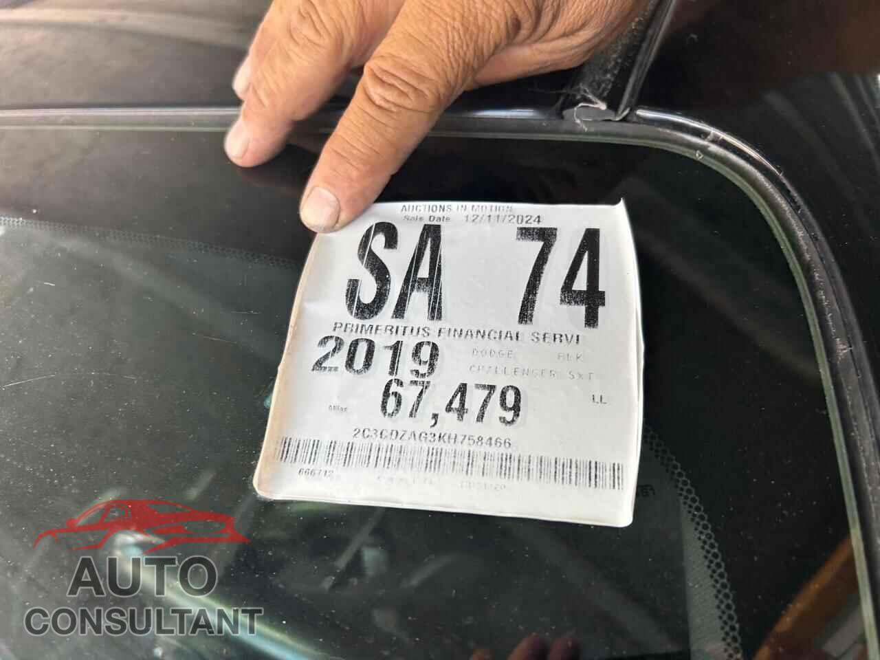 DODGE CHALLENGER 2019 - 2C3CDZAG3KH758466
