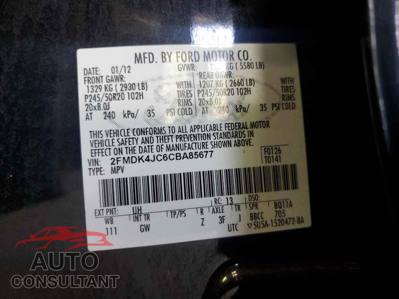 FORD EDGE 2012 - 2FMDK4JC6CBA85677