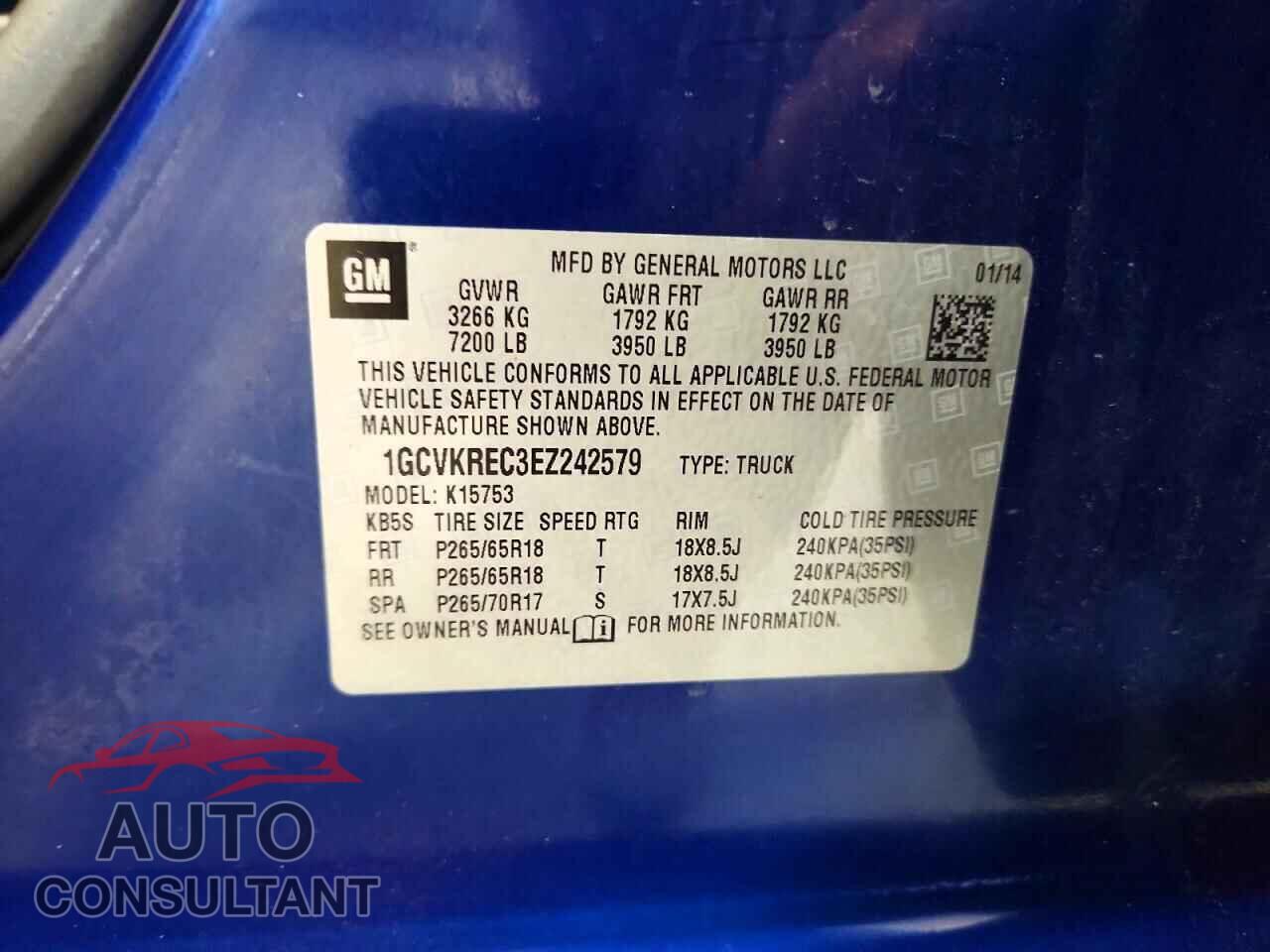 CHEVROLET SILVERADO 2014 - 1GCVKREC3EZ242579