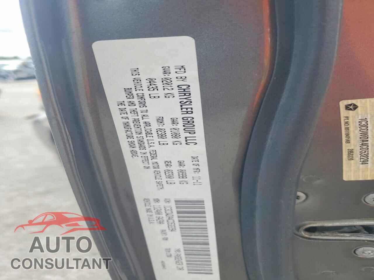 DODGE CALIBER 2012 - 1C3CDWDA4CD532294