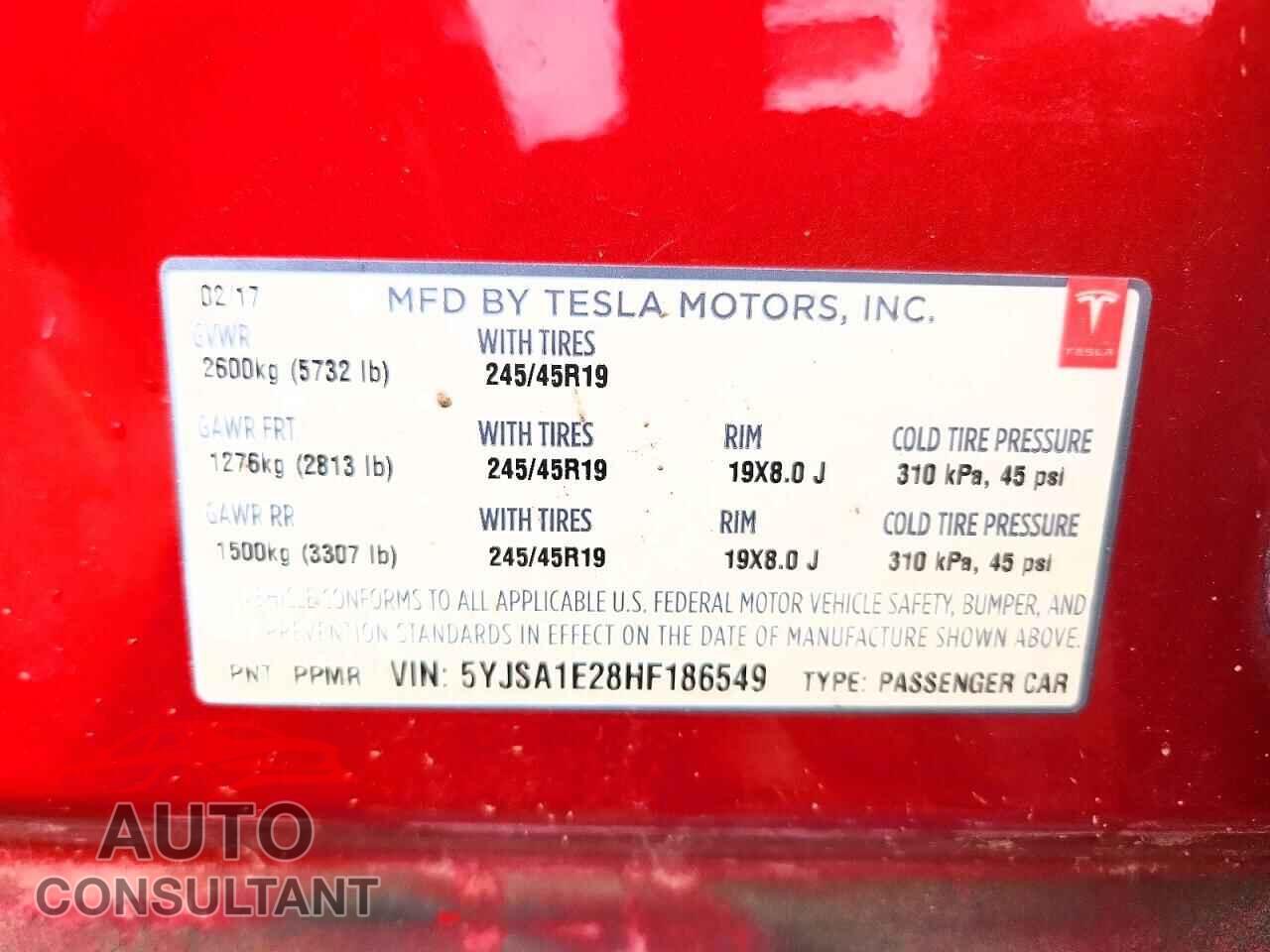 TESLA MODEL S 2017 - 5YJSA1E28HF186549