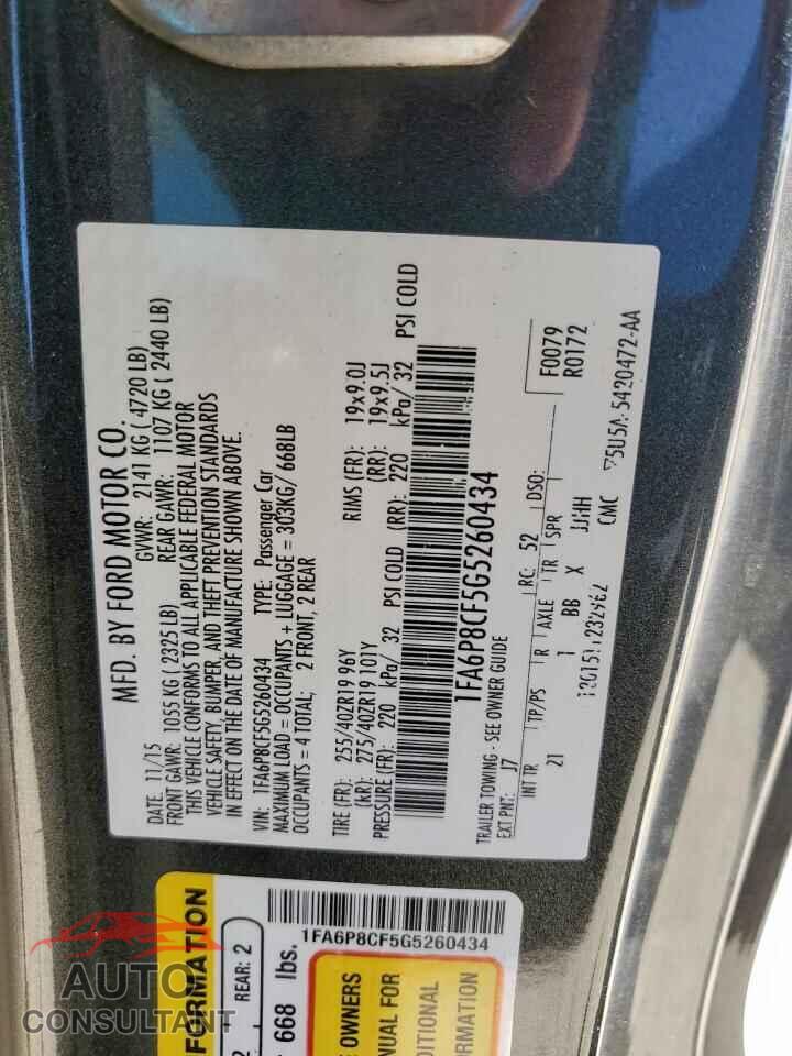 FORD MUSTANG 2016 - 1FA6P8CF5G5260434