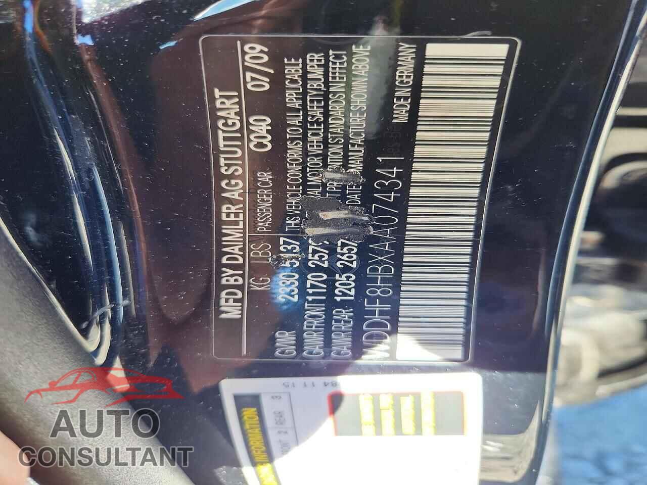 MERCEDES-BENZ E-CLASS 2010 - WDDHF8HBXAA074341