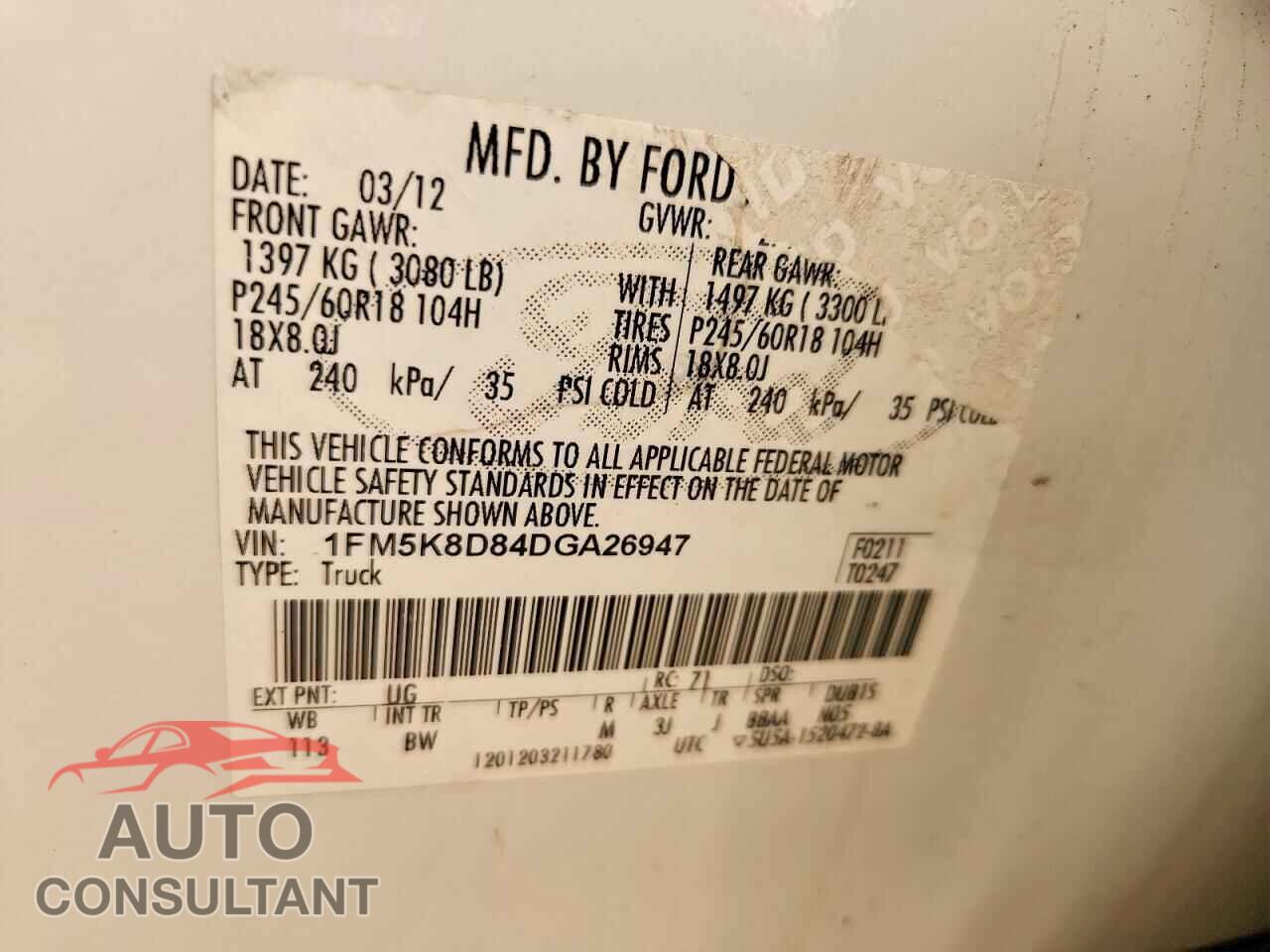 FORD EXPLORER 2013 - 1FM5K8D84DGA26947