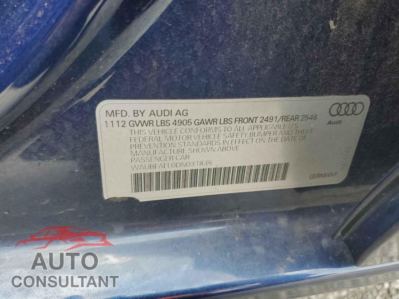 AUDI A4 2013 - WAUBFAFL0DN031835