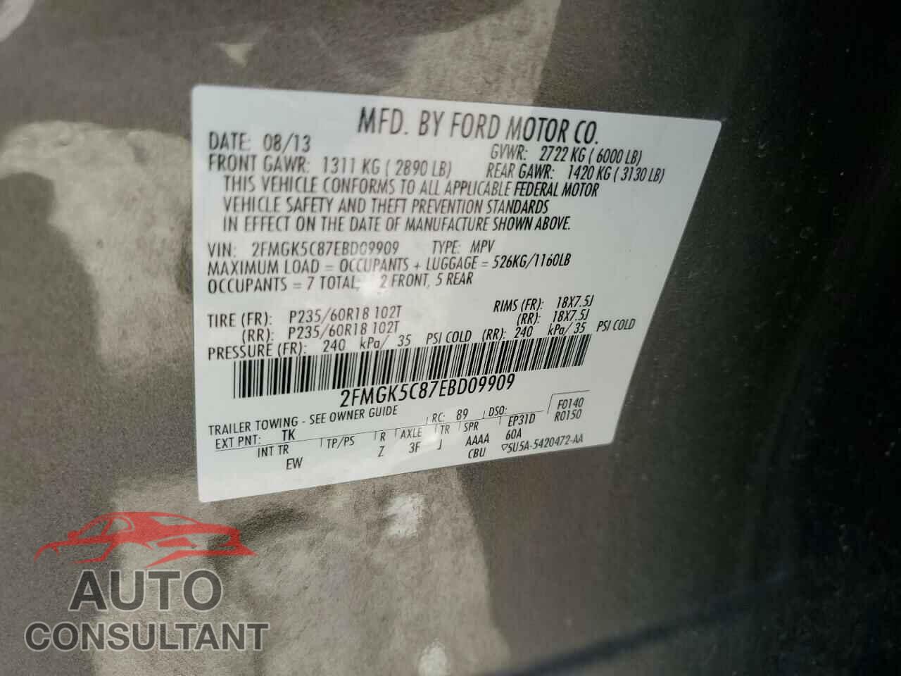 FORD FLEX 2014 - 2FMGK5C87EBD09909