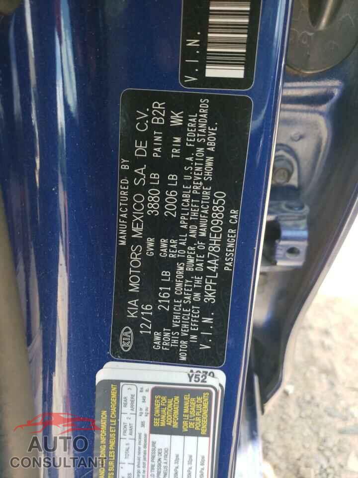 KIA FORTE 2017 - 3KPFL4A78HE098850