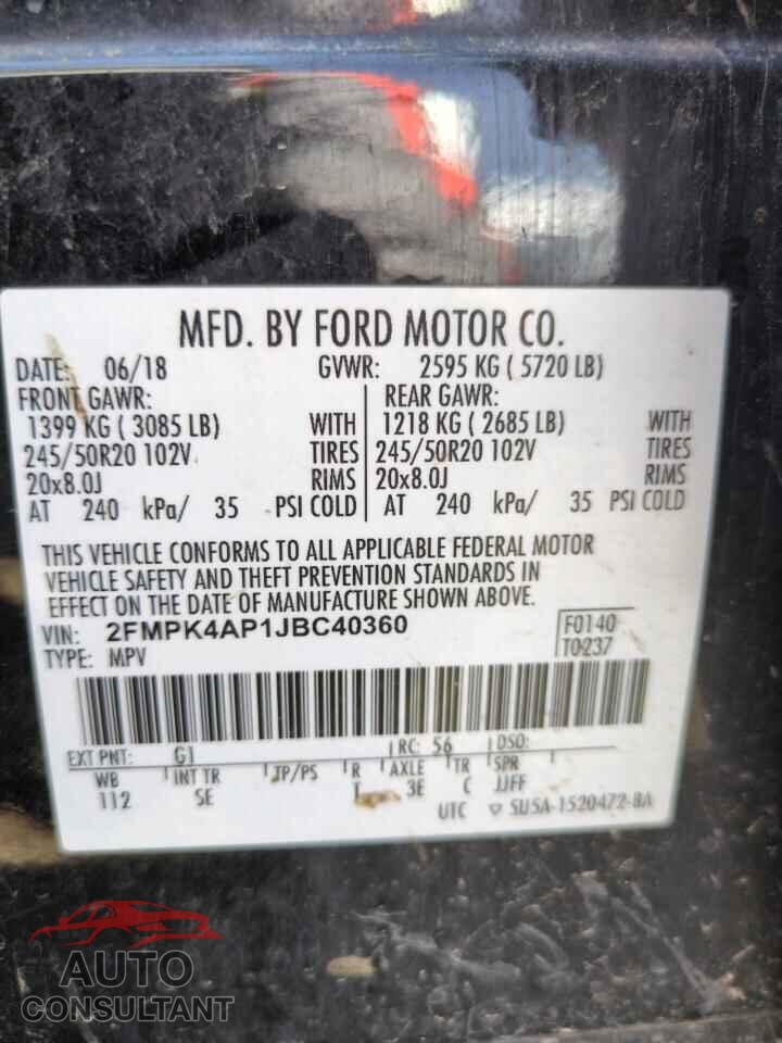 FORD EDGE 2018 - 2FMPK4AP1JBC40360