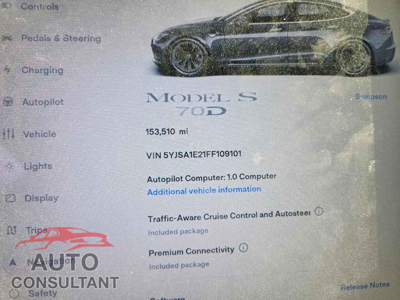 TESLA MODEL S 2015 - 5YJSA1E21FF109101