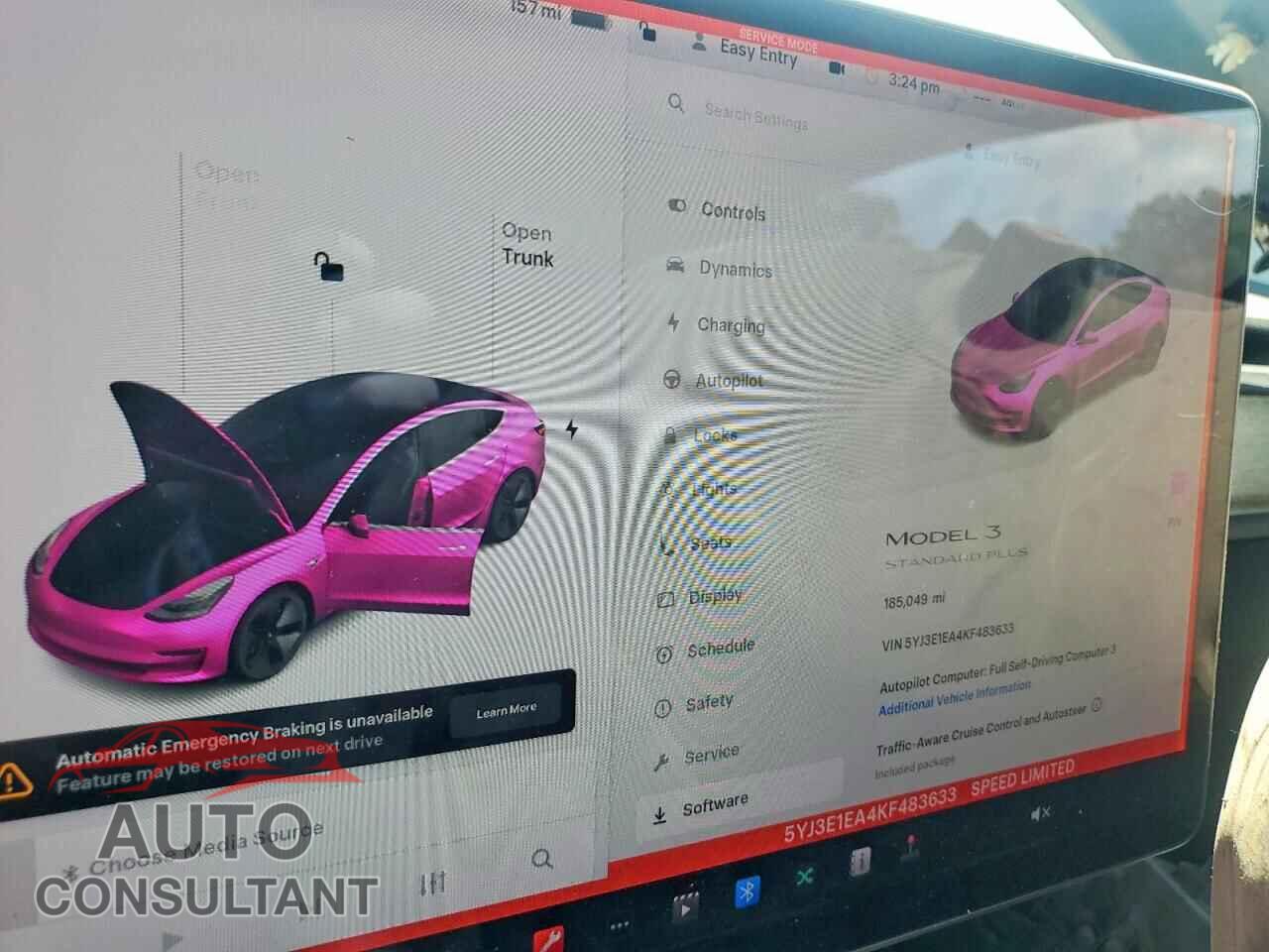 TESLA MODEL 3 2019 - 5YJ3E1EA4KF483633