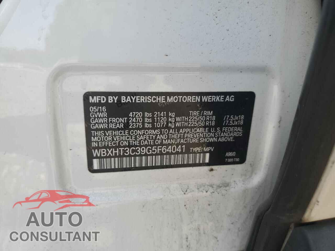 BMW X1 2016 - WBXHT3C39G5F64041