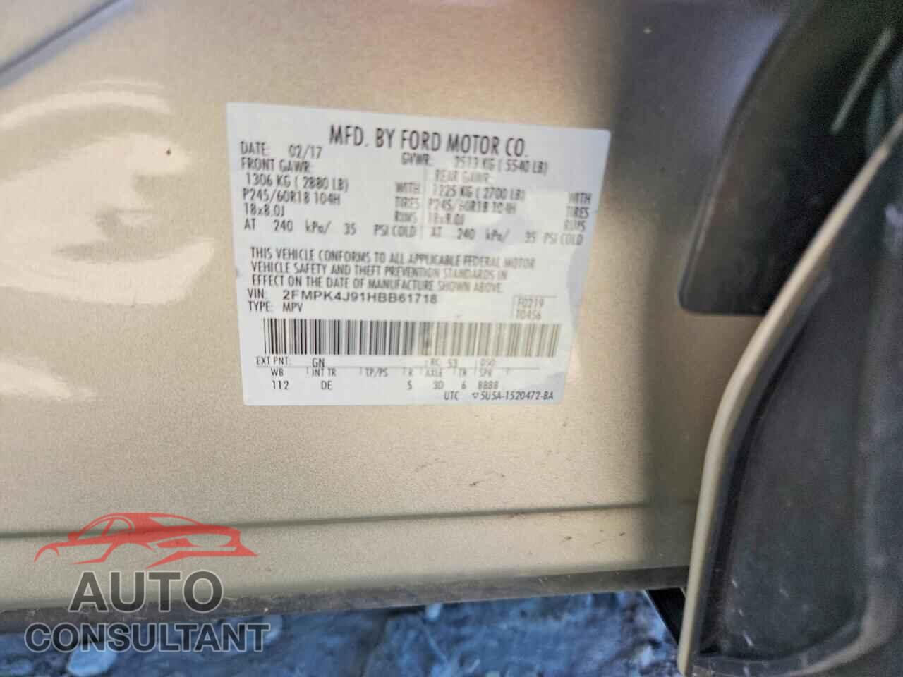 FORD EDGE 2017 - 2FMPK4J91HBB61718