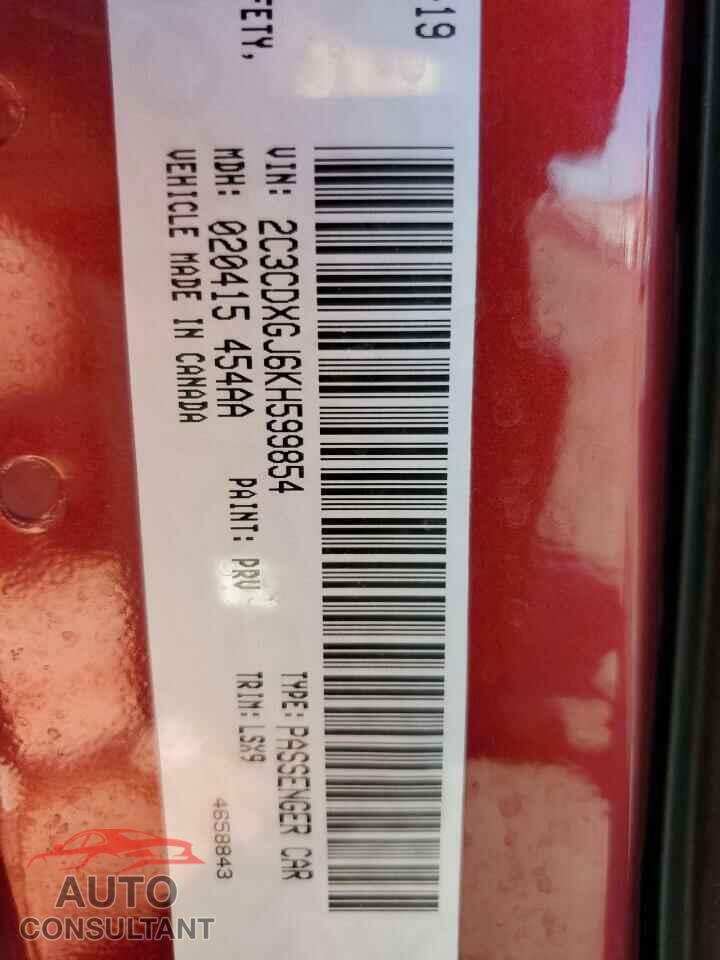 DODGE CHARGER 2019 - 2C3CDXGJ6KH599854