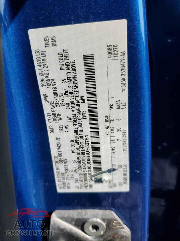 FORD ESCAPE 2017 - 1FMCU0JD8HUE52751