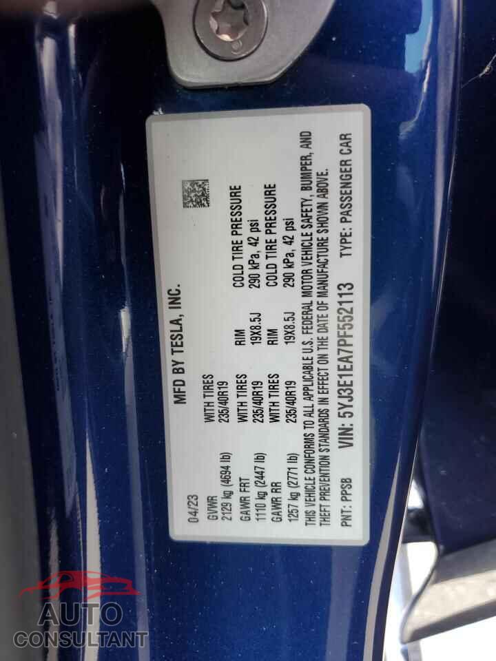 TESLA MODEL 3 2023 - 5YJ3E1EA7PF552113