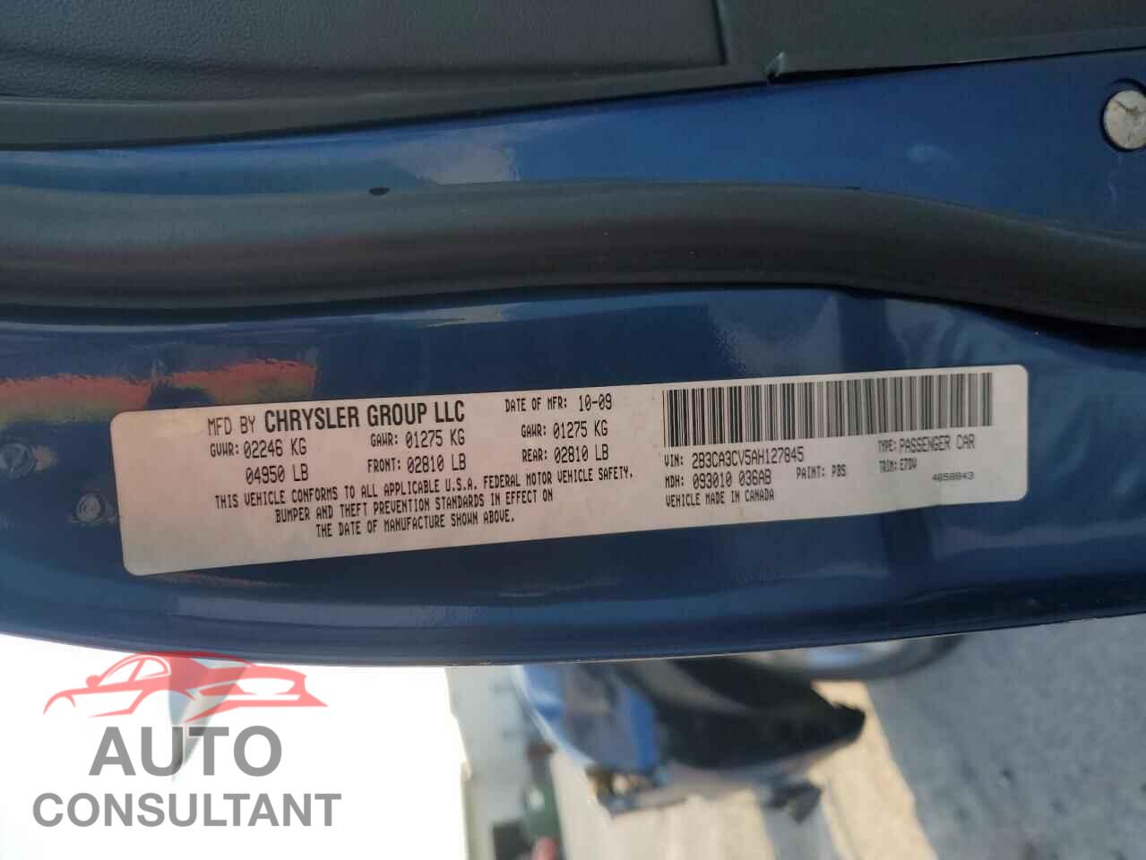 DODGE CHARGER 2010 - 2B3CA3CV5AH127845