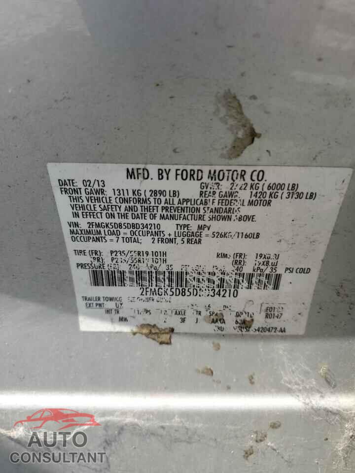 FORD FLEX 2013 - 2FMGK5D85DBD34210