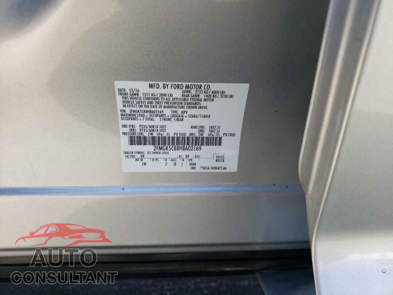 FORD FLEX 2017 - 2FMGK5C88HBA02169