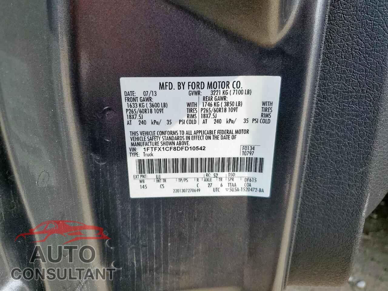FORD F-150 2013 - 1FTFX1CF8DFD10542