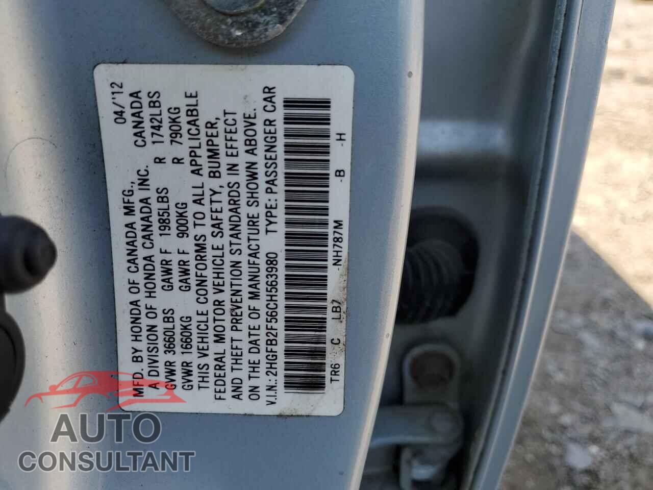 HONDA CIVIC 2012 - 2HGFB2F56CH563980