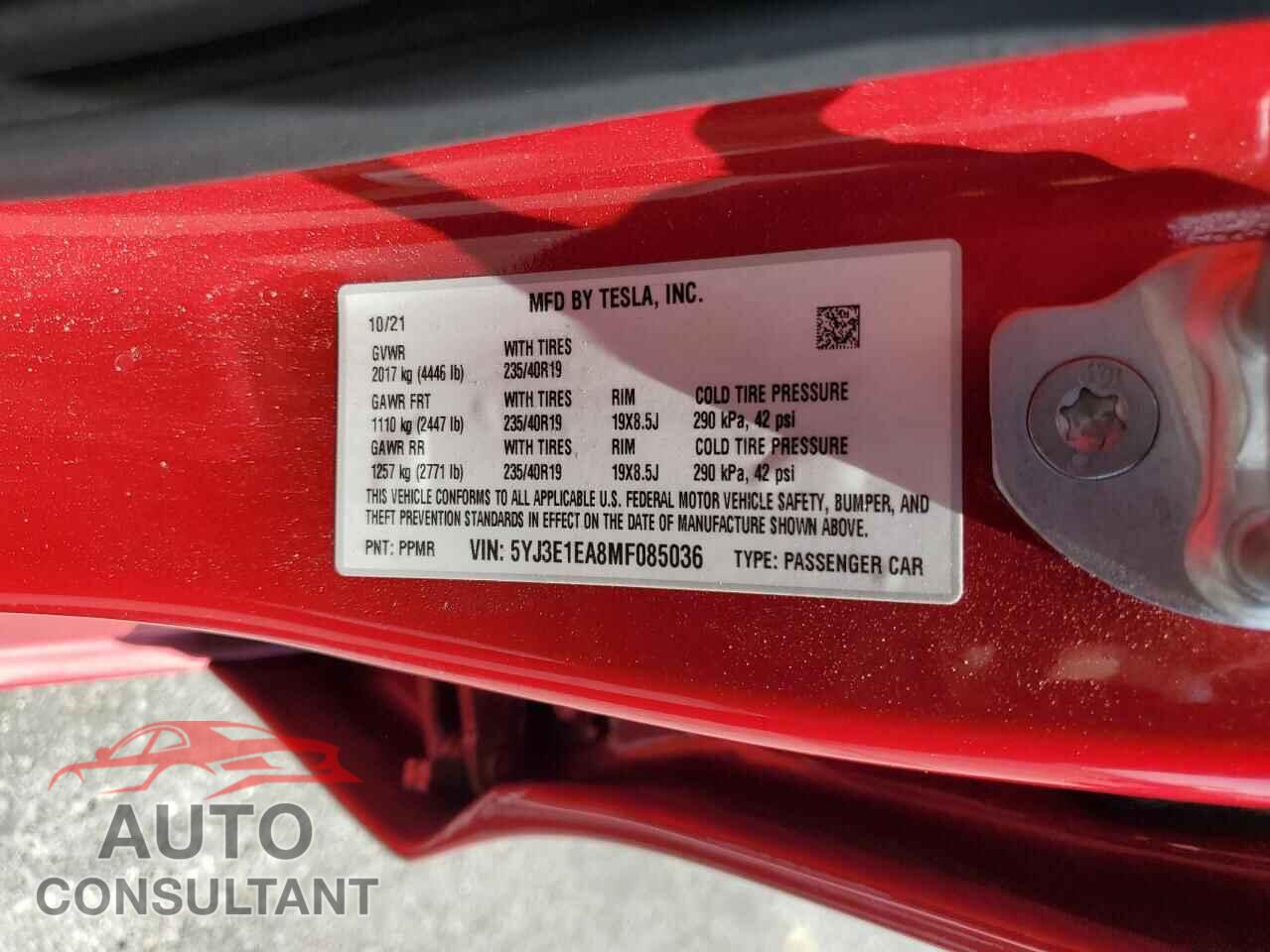 TESLA MODEL 3 2021 - 5YJ3E1EA8MF085036