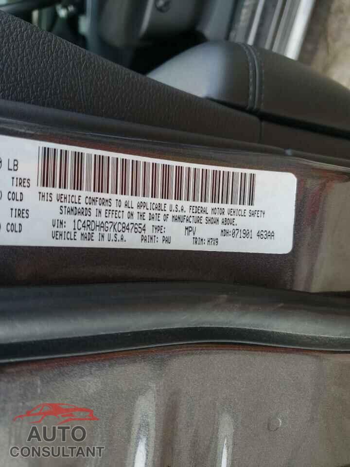 DODGE DURANGO 2019 - 1C4RDHAG7KC847654