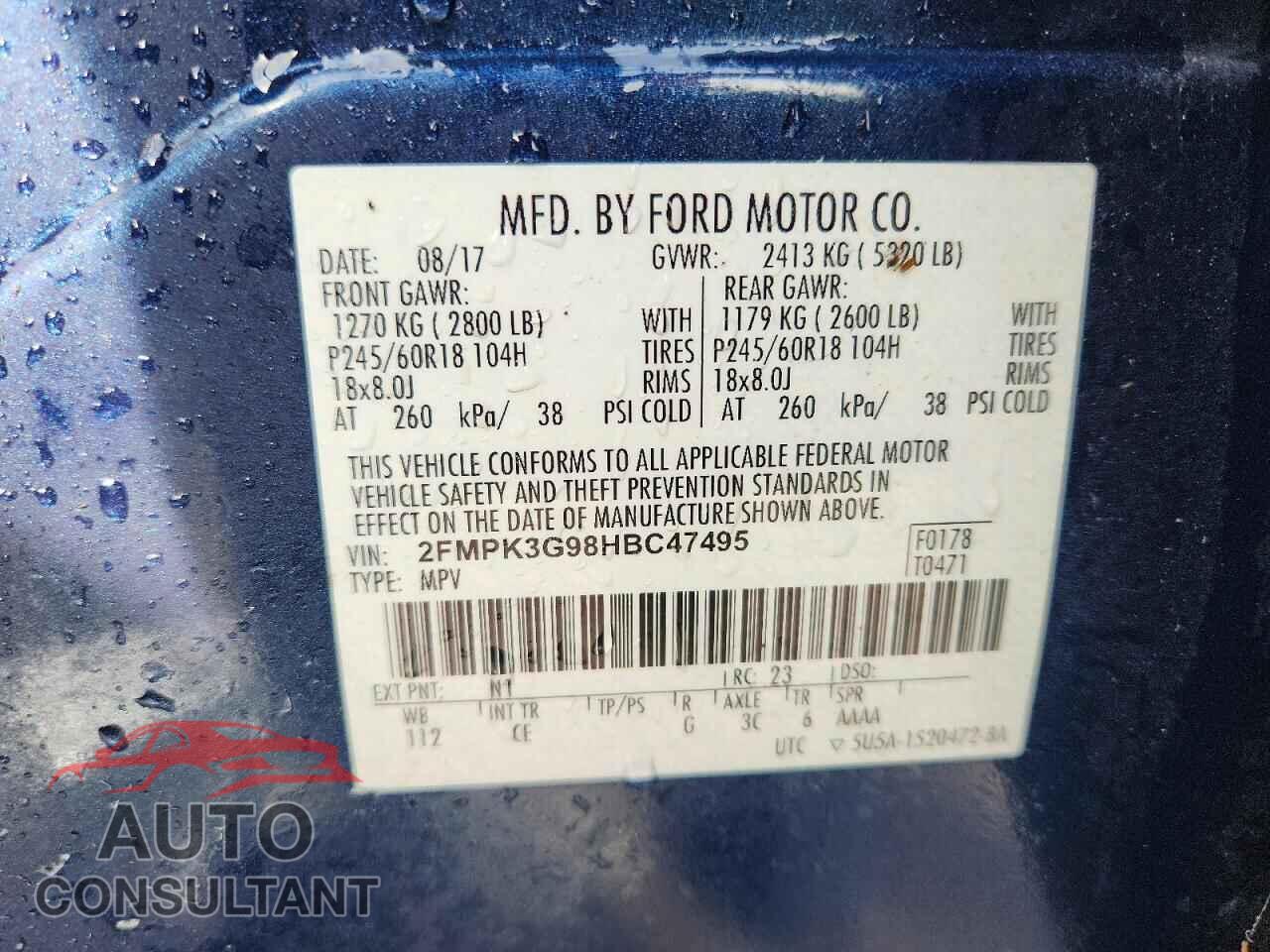 FORD EDGE 2017 - 2FMPK3G98HBC47495