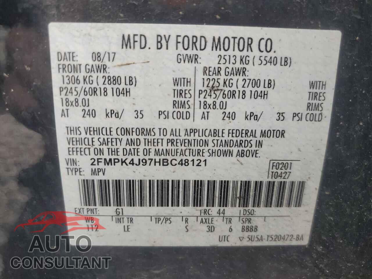 FORD EDGE 2017 - 2FMPK4J97HBC48121