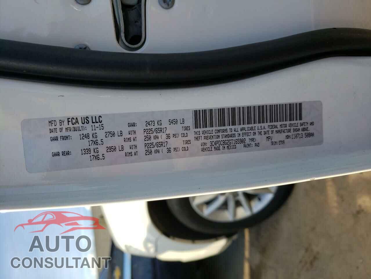 DODGE JOURNEY 2016 - 3C4PDCBG2GT165902