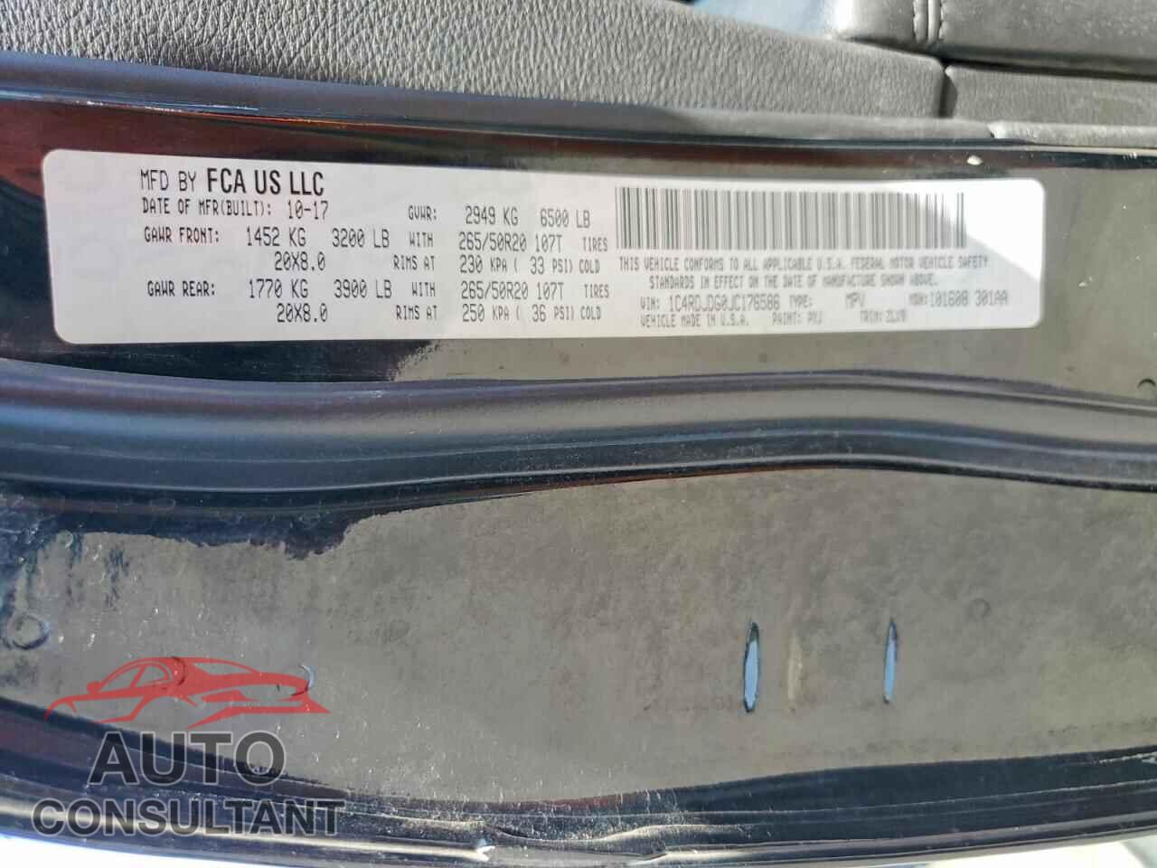 DODGE DURANGO 2018 - 1C4RDJDG0JC176586