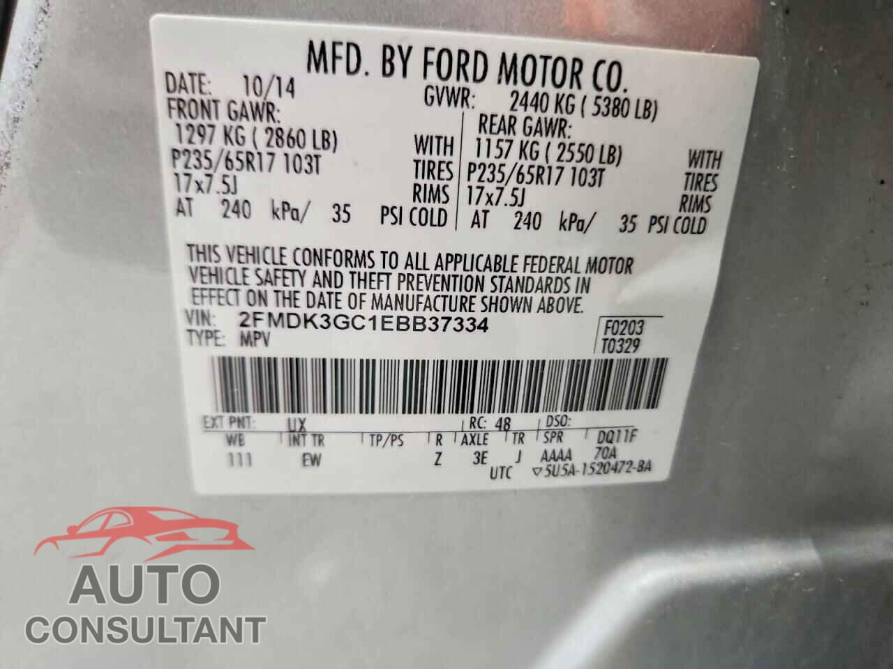 FORD EDGE 2014 - 2FMDK3GC1EBB37334