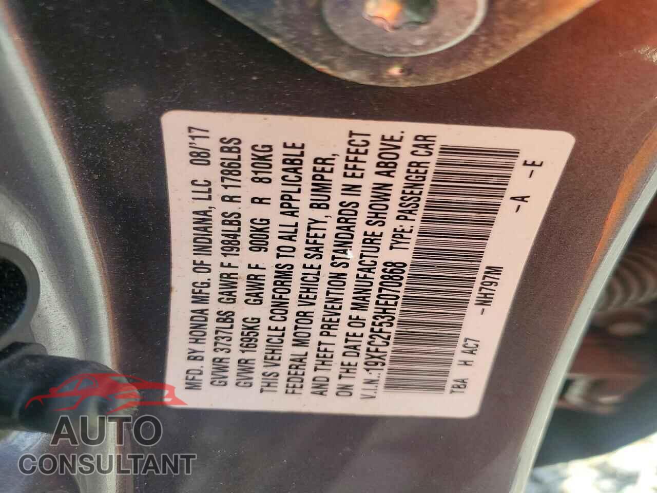 HONDA CIVIC 2017 - 19XFC2F53HE070868
