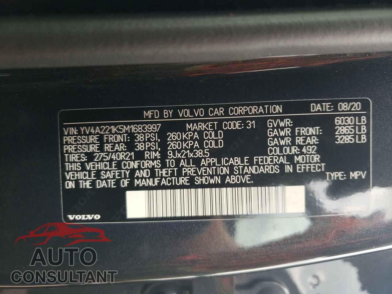 VOLVO XC90 2021 - YV4A221K5M1683997