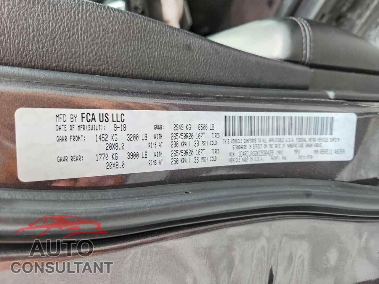 DODGE DURANGO 2019 - 1C4RDJAG2KC536429
