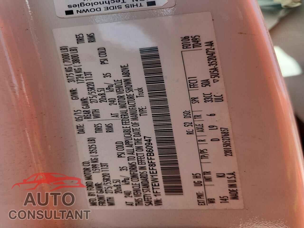 FORD F150 2015 - 1FTEW1EF8FFB60947