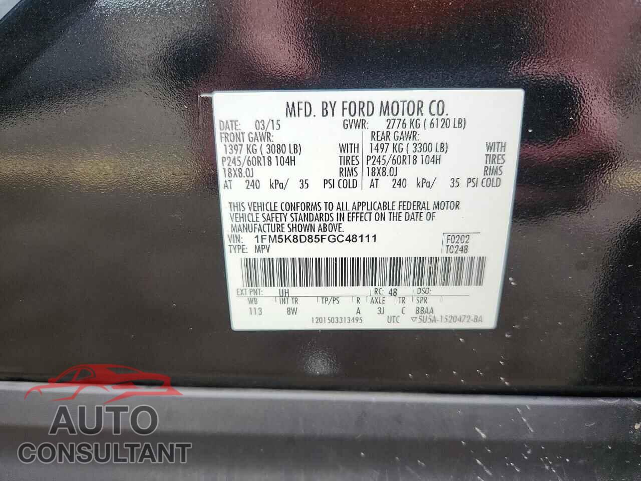 FORD EXPLORER 2015 - 1FM5K8D85FGC48111