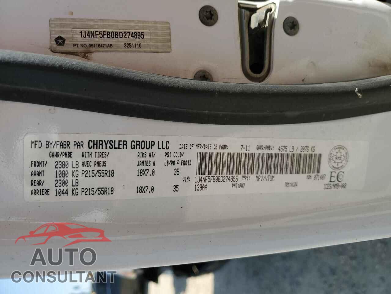 JEEP COMPASS 2011 - 1J4NF5FB0BD274895