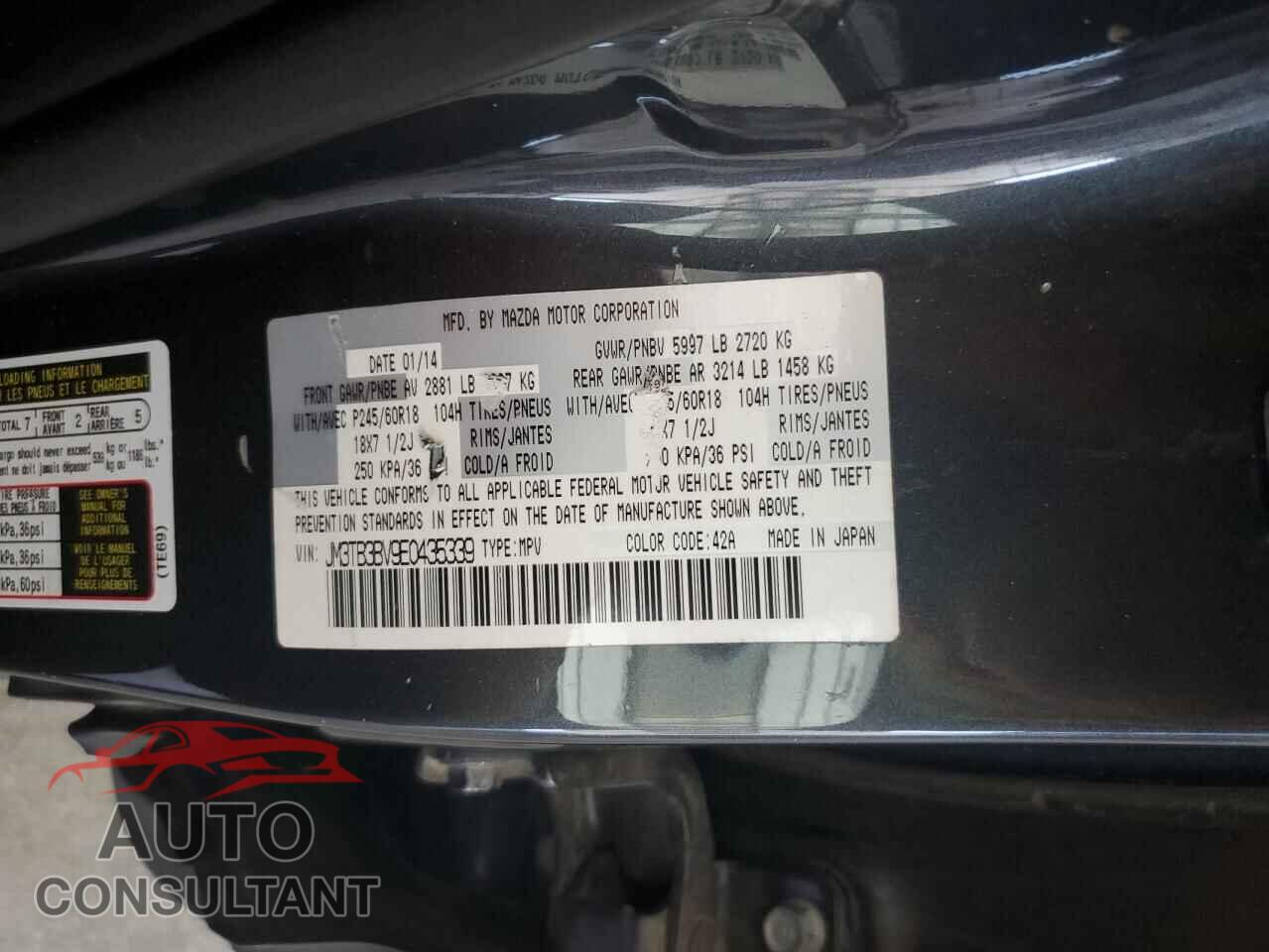 MAZDA CX-9 2014 - JM3TB3BV9E0435339