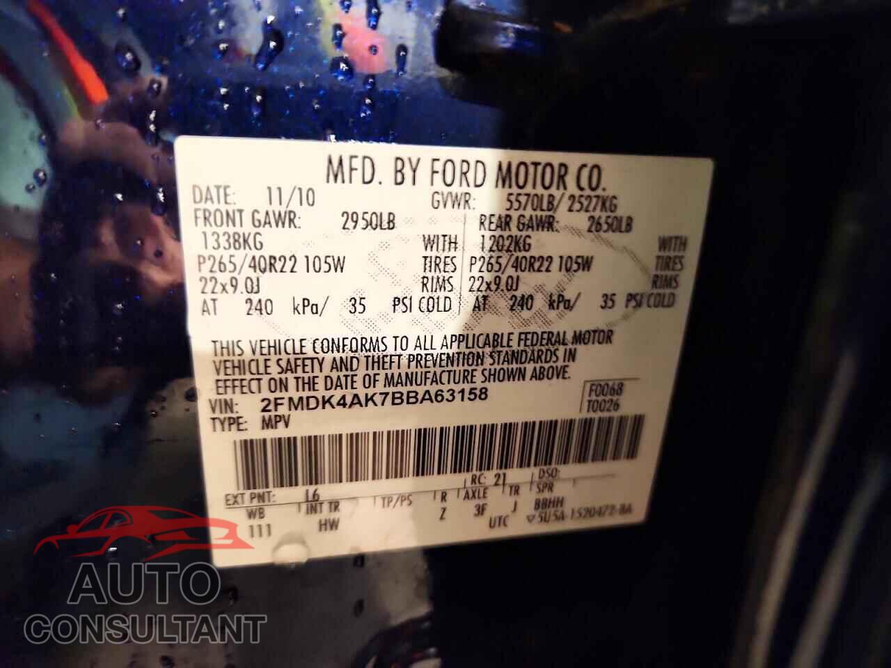 FORD EDGE 2011 - 2FMDK4AK7BBA63158