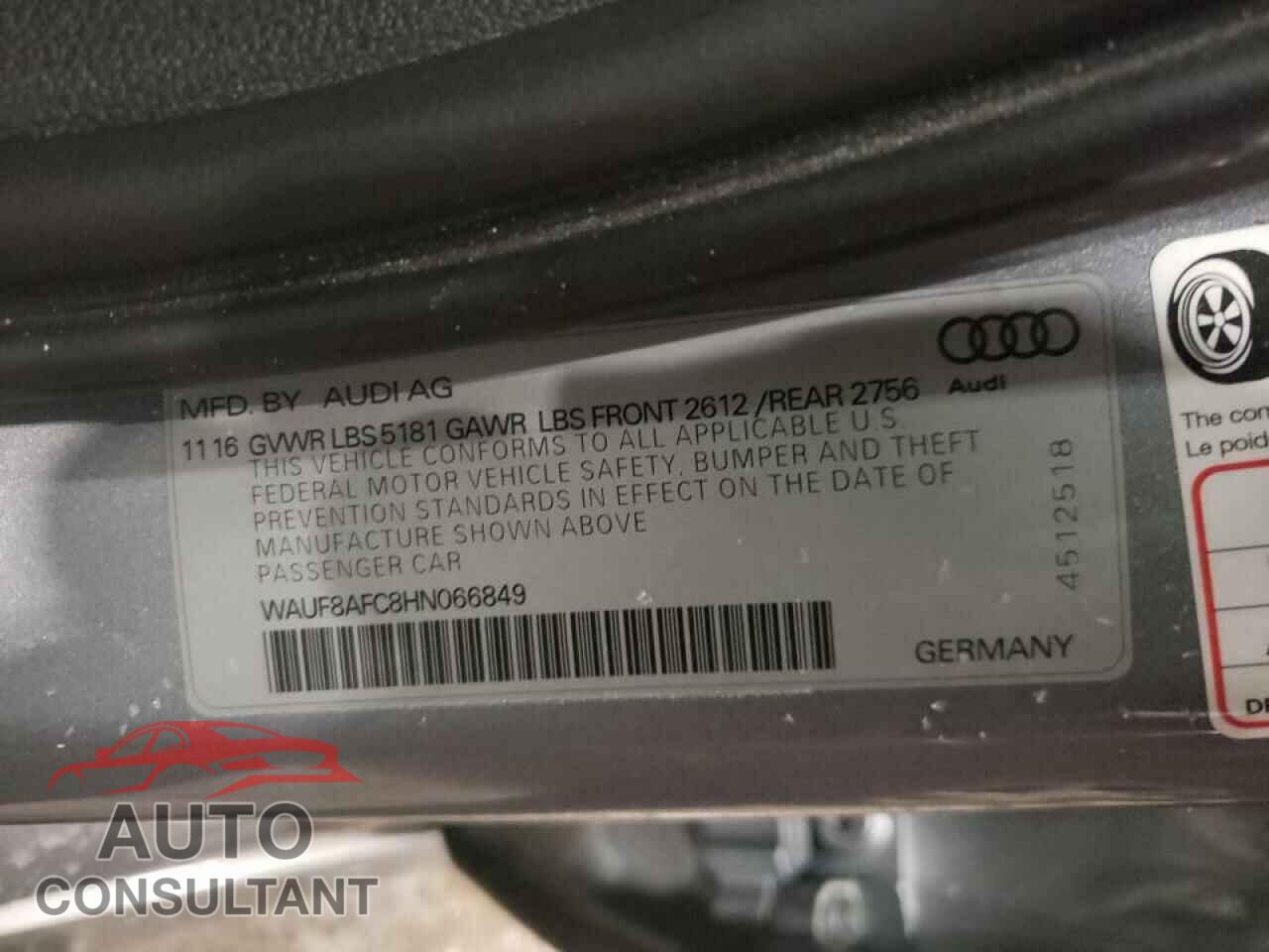 AUDI A6 2017 - WAUF8AFC8HN066849